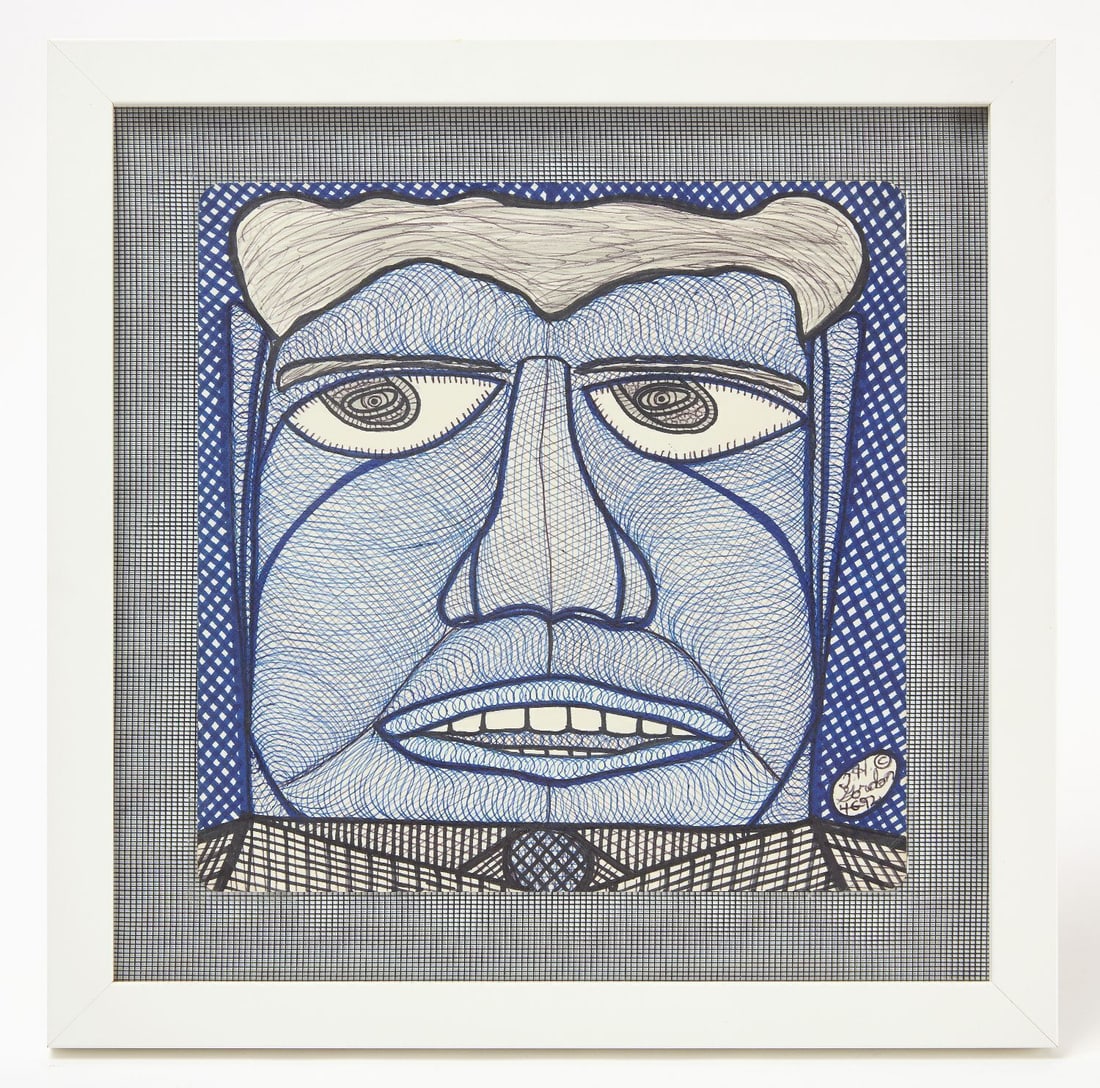 Ted Gordon - Tip the Waiter: Ted Gordon (American, b. 1924) - Tip the Waiter. Marker and ink on paper. Dated 04/06/1992. Frame: H 13-1/4 in. W 13-1/4 in. Paper: H 9-1/4 in. W 9-1/4 in.Provenance: From the private collection