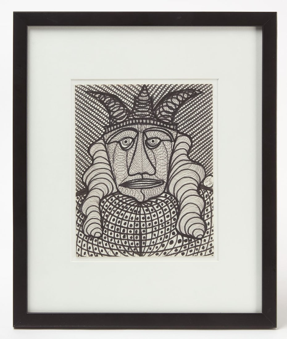Ted Gordon - Savant Prince: Ted Gordon (American, b. 1924), Savant Prince. Marker and ink on paper. Signed LR and dated 1991.Frame: H 18-1/4 in. W 15-1/4 in. Paper: H 10 in. W 7-7/8 in. Provenance: From the private collecti