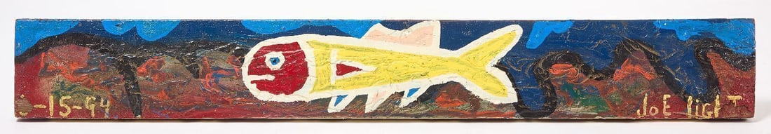 Joe Light - Fish: Joe Light (1934–2005) - 'Fish'. Oil on wood panel. H 7-1/4 in. L 54-3/4 in. W 1-1/2 in. Provenance: Purchased directly from the artist in 1997.