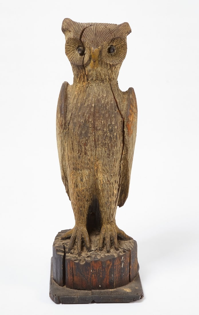 Oversized Folk Art Carved Owl (1 of 7)