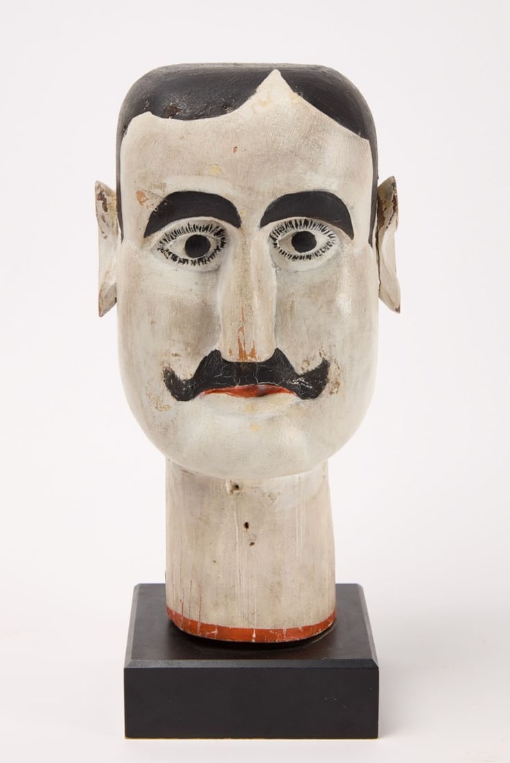 Carved Folk Art Head of a Man (1 of 6)