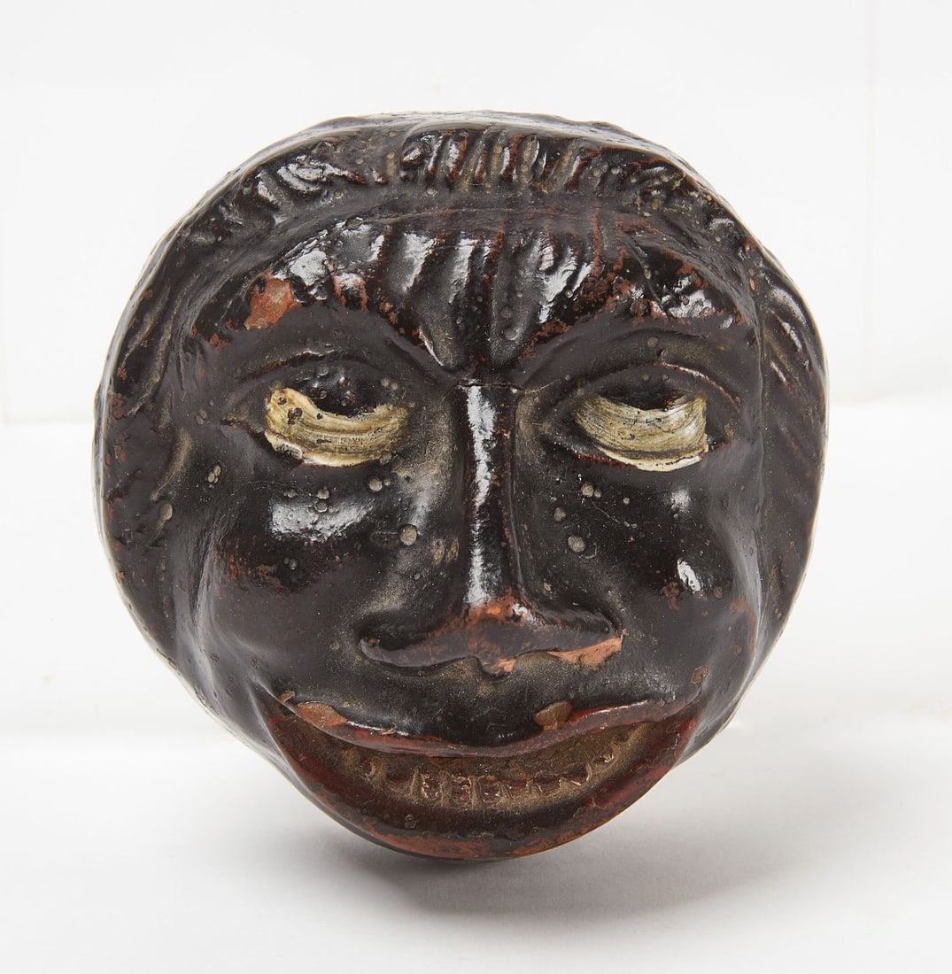 Afro-American Redware Bank: Afro-American redware bank.D 3-1/2 in.