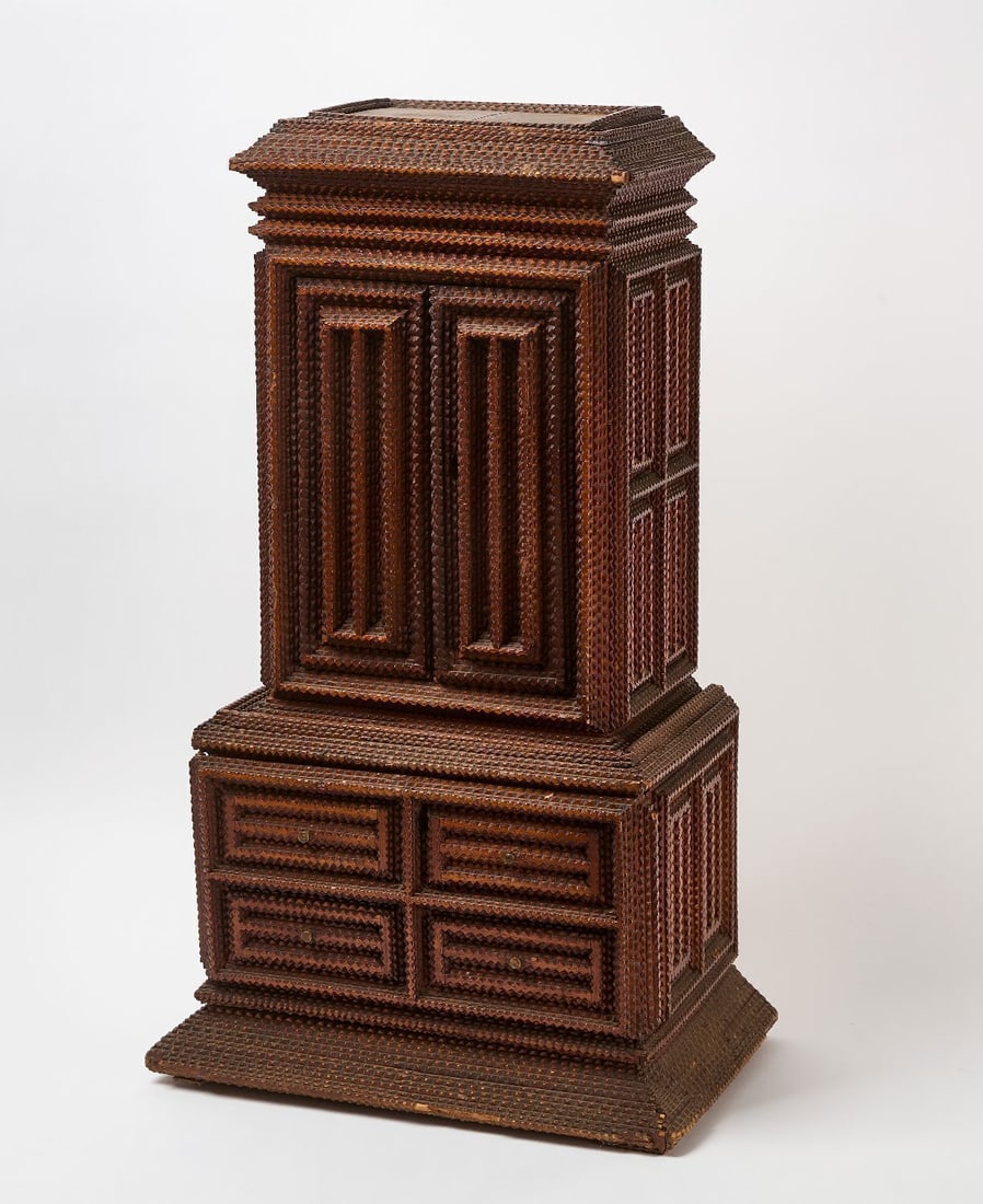 Tramp Art Diminutive Two-Part Cabinet (1 of 6)