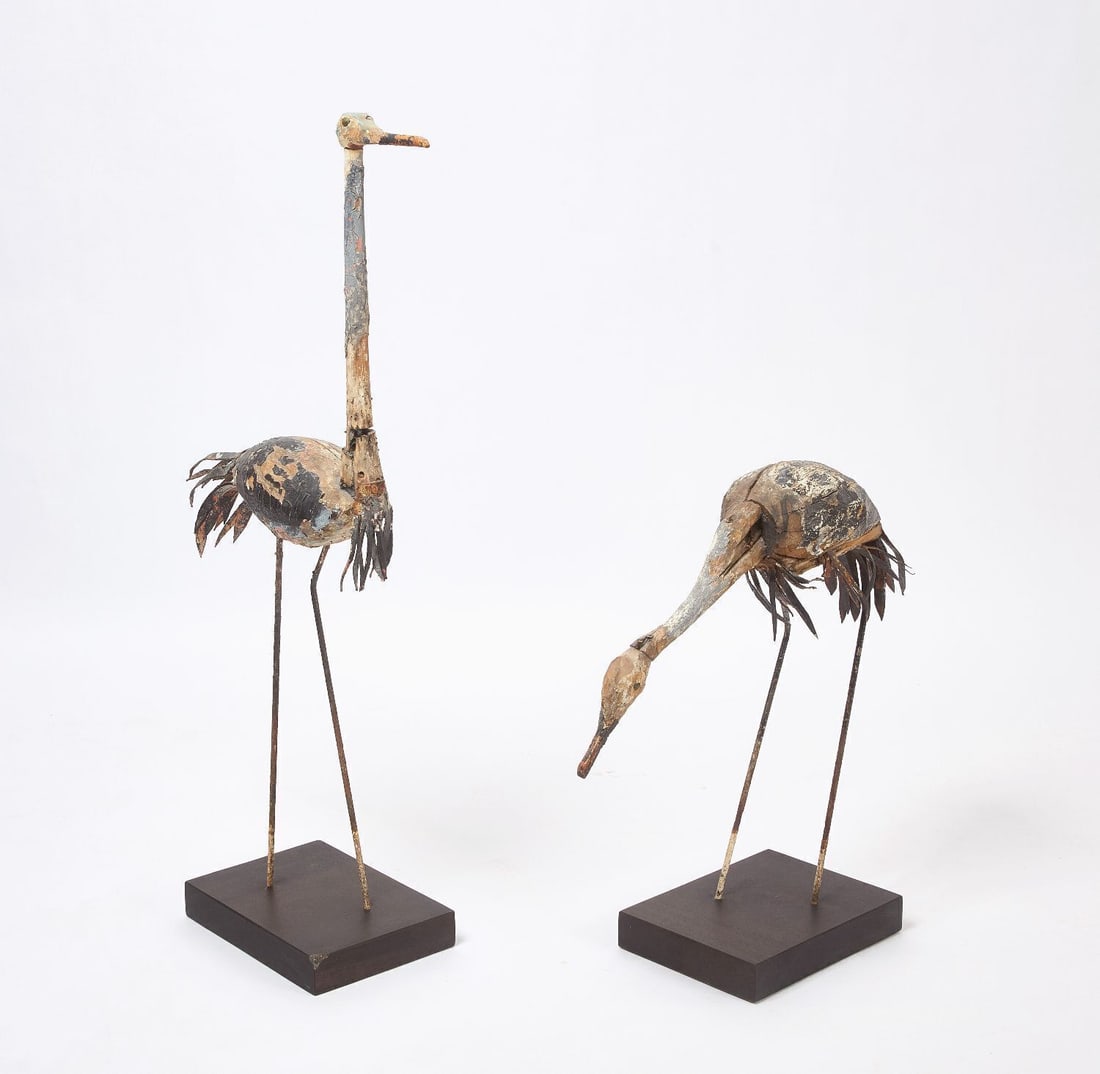 Pair of Folk Art Herons (1 of 2)