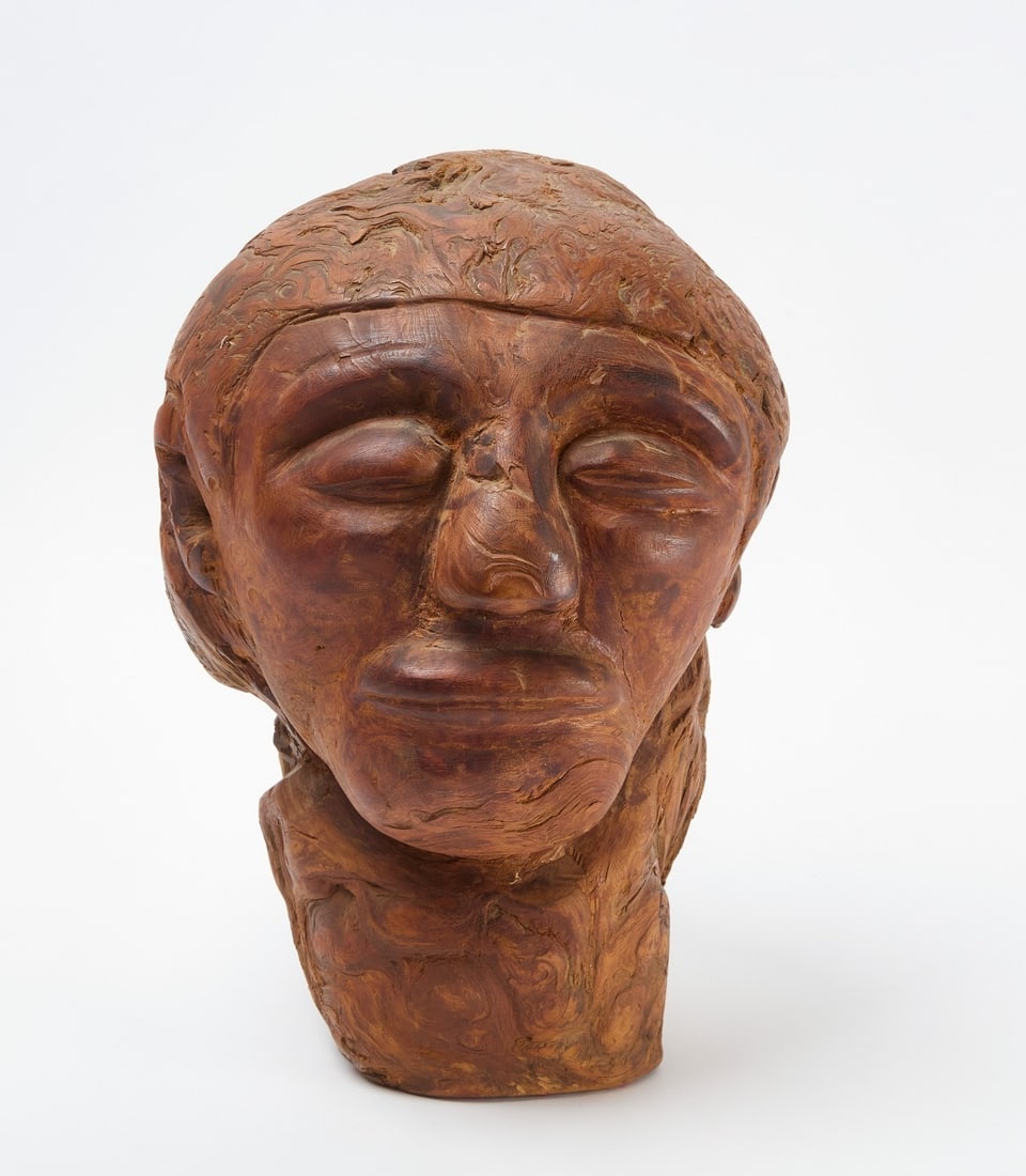 Burl Carved Head of a Man (1 of 4)