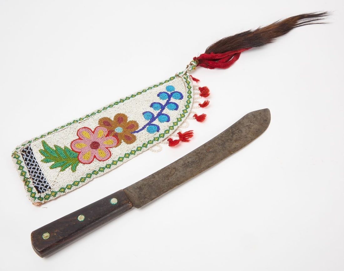 Large Native Beaded Knife Sheath - 3