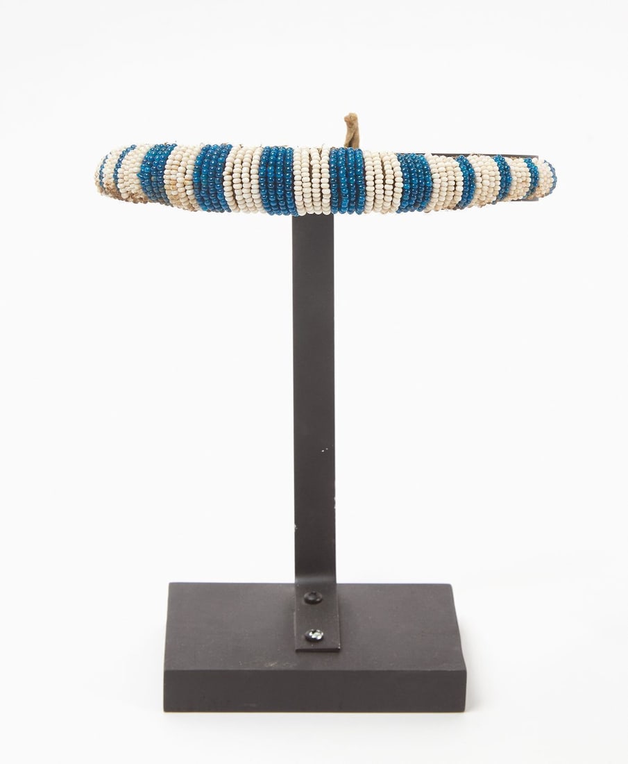 Osage Pony Bead Collar: Osage Indian Pony bead collar. Sinew sewn. Early to mid-19th century. D 7-1/2 in.