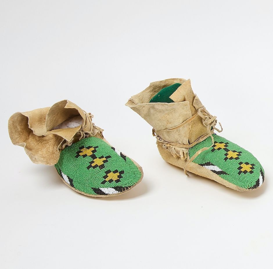 Pair Native Beaded Moccasins - 2