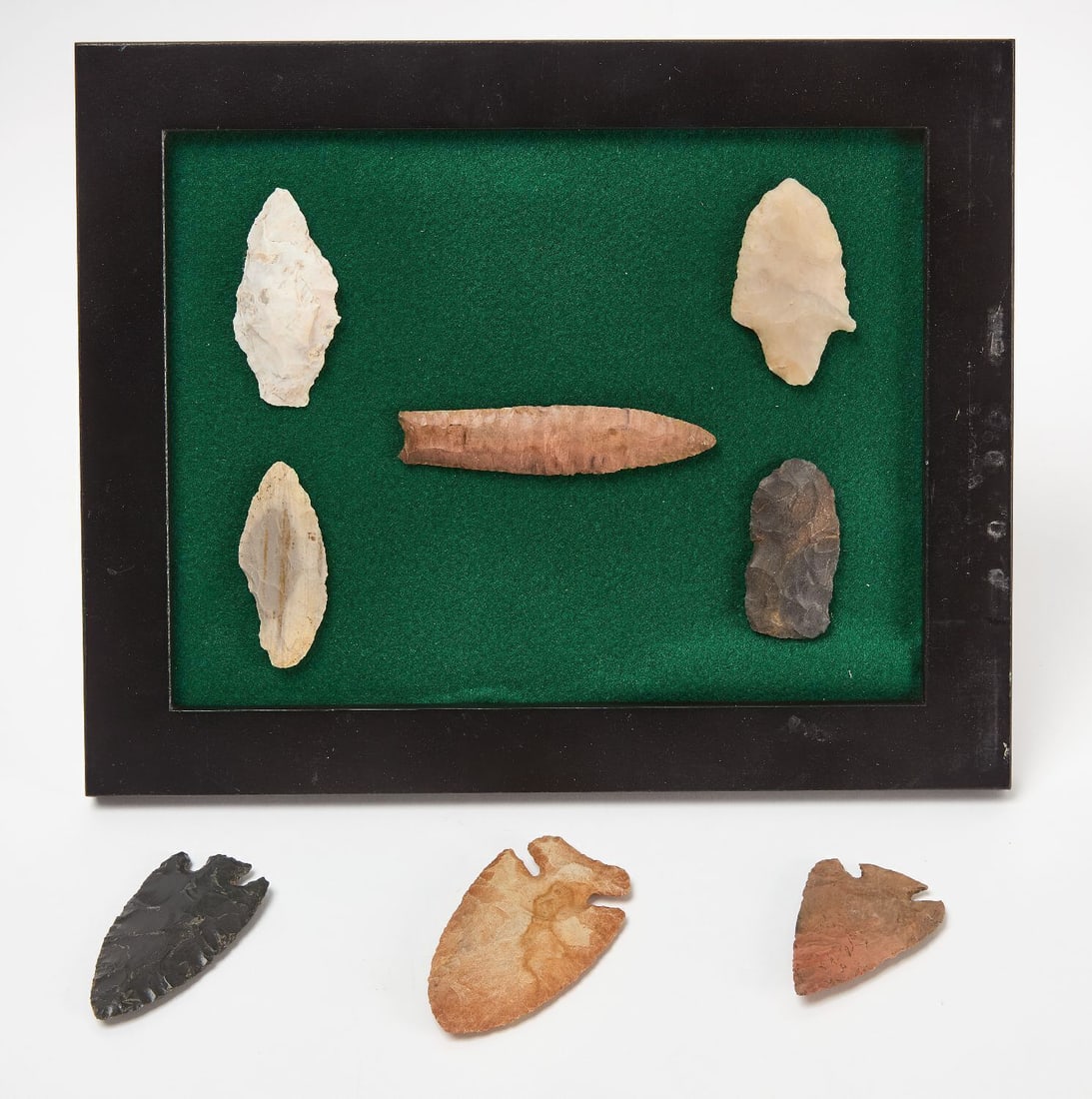 Framed Series of Native American Stone Projectiles (1 of 1)