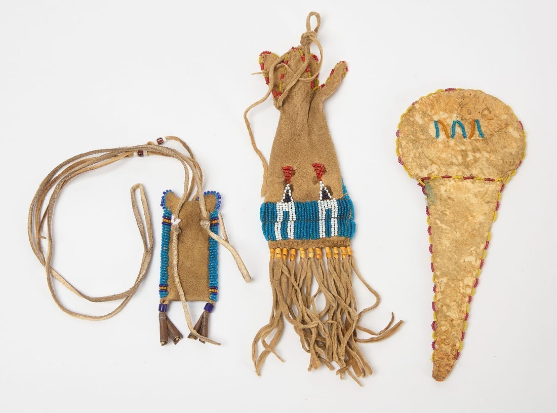 Three Small Native Beaded Bags - 2