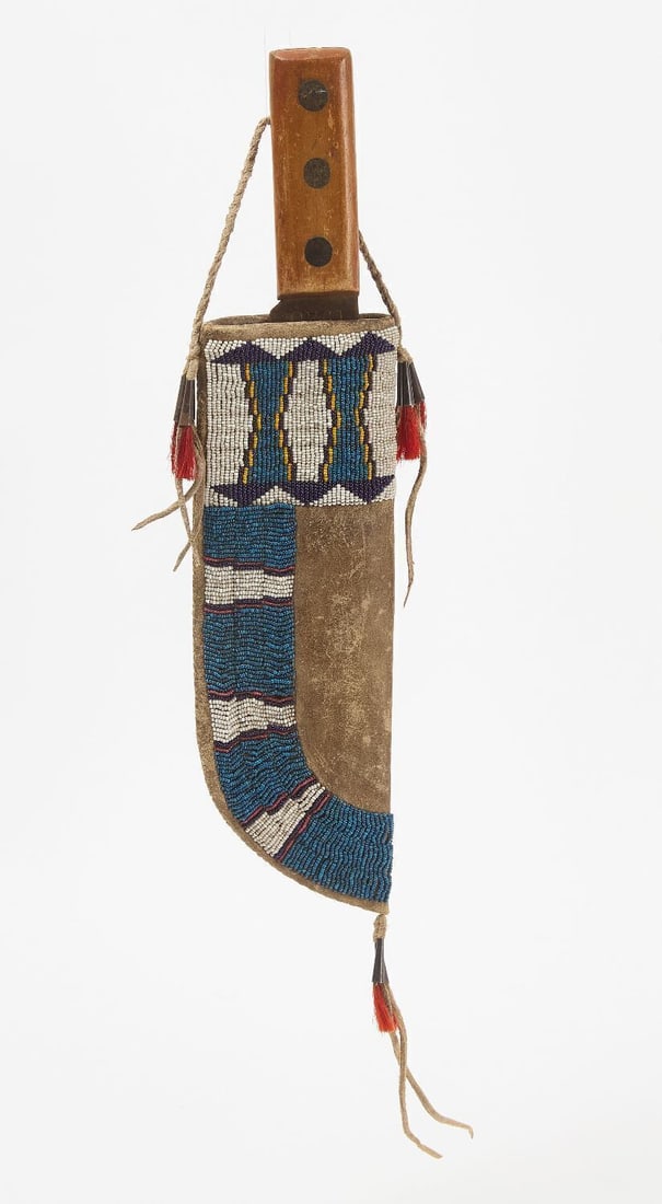 Large Native Parfleche Beaded Knife Sheath (1 of 4)