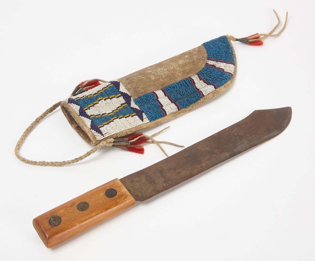 Large Native Parfleche Beaded Knife Sheath - 3
