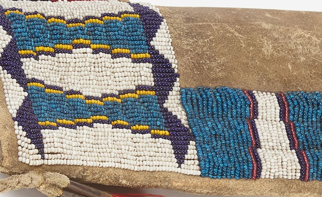 Large Native Parfleche Beaded Knife Sheath - 4