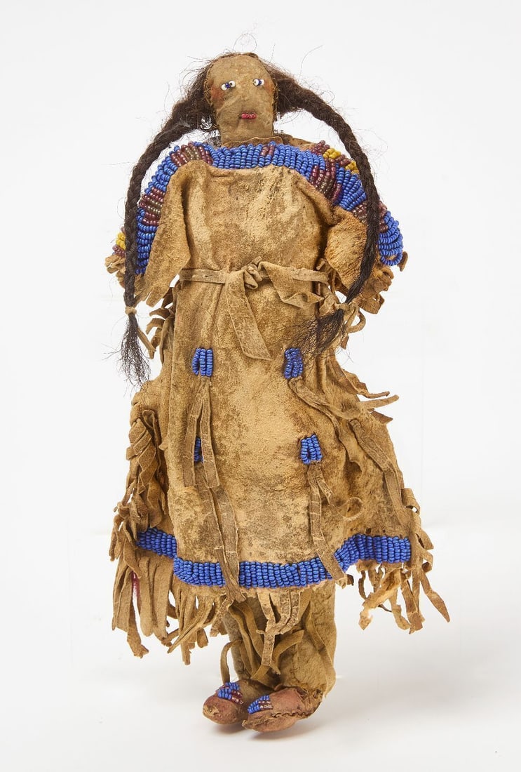 Sioux Native Beaded Hide Doll (1 of 3)