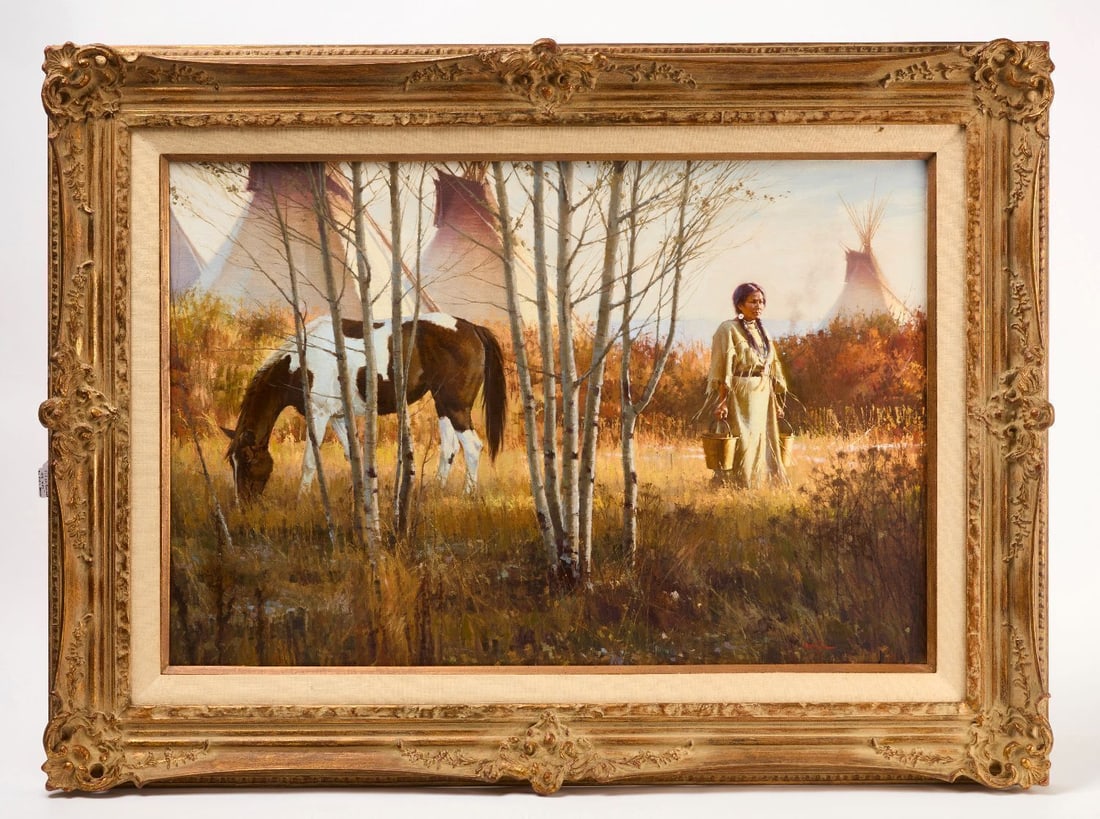 Stan Davis Another Time , Another Place Portrait: Stan Davis (b. 1942) Another Time Another Place painting Oil on cavas signed and dated lower right.Frame: H 34-1/2 in. W 46-1/2 in.Canvas: H 24 in. W 36 in. Stan Davis, born in 1942, with extens