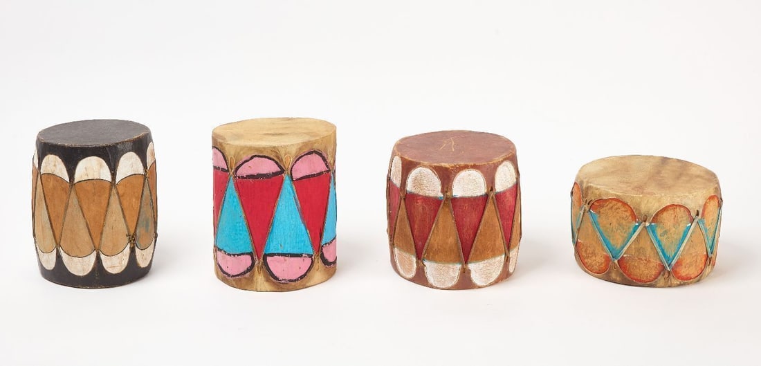 Four Painted Native American Drums (1 of 2)