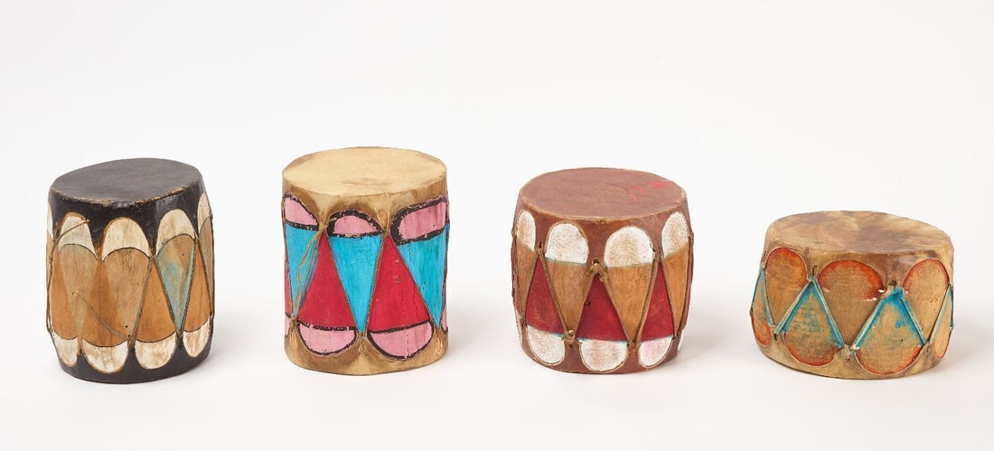 Four Painted Native American Drums - 2