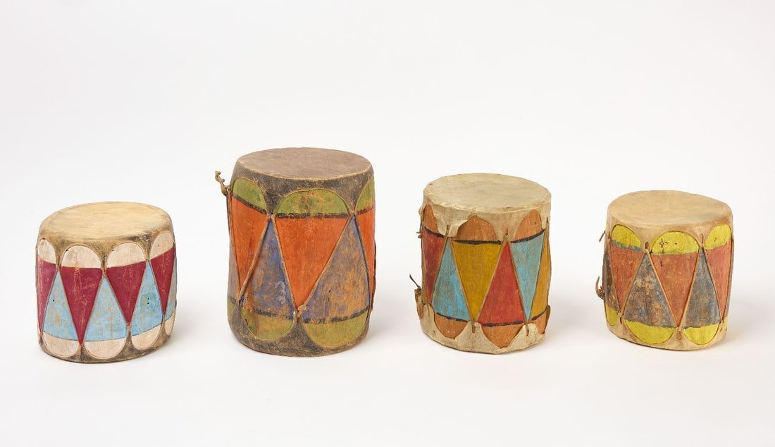 Four Painted Native American Drums (1 of 2)