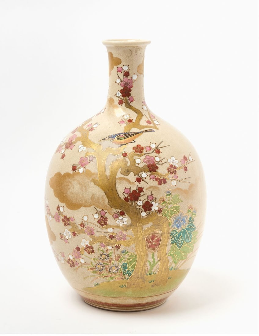Japanese Satsuma Cherry Blossom Vase (1 of 4)