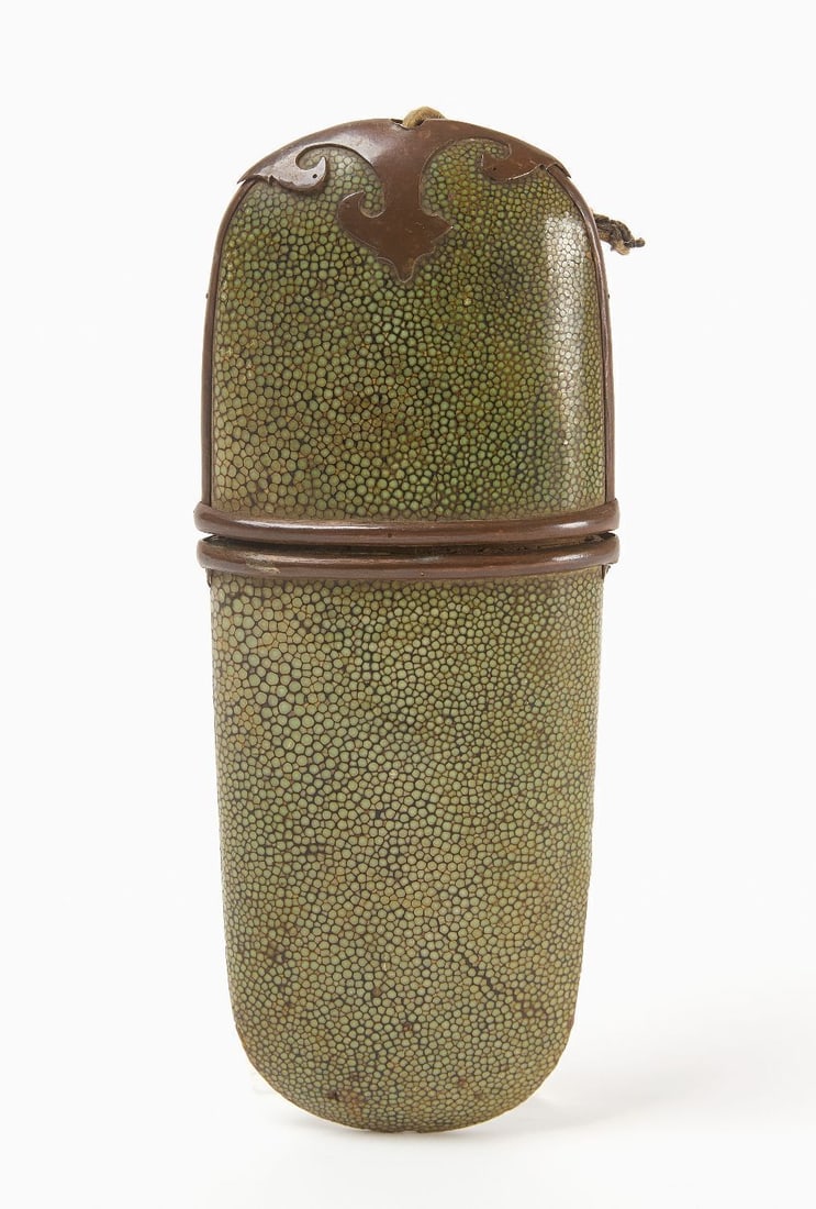 Chinese Shagreen Stingray Glasses Case: Chinese shagreen glasses case. Fashioned from stingray skin. 19th century. L 7-1/4 in. W 3 in.