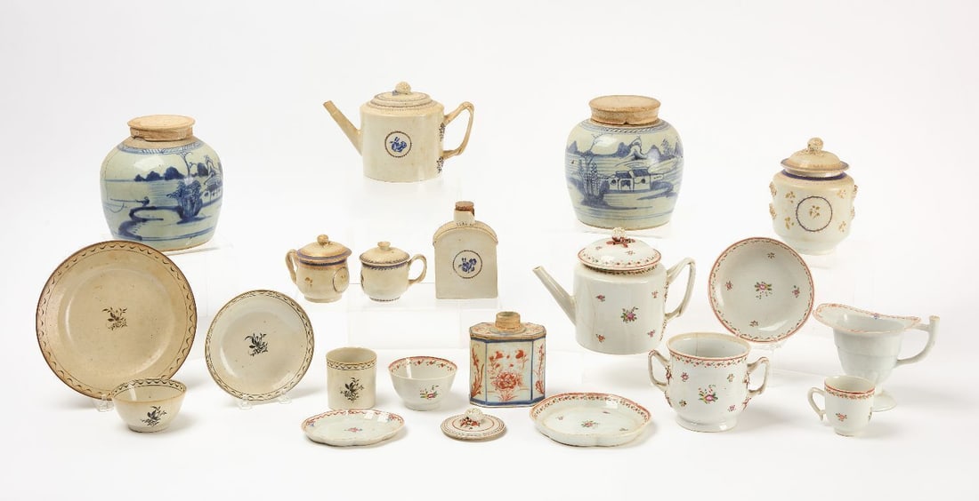Two Tea Jars and a Group of Export Porcelain (1 of 2)