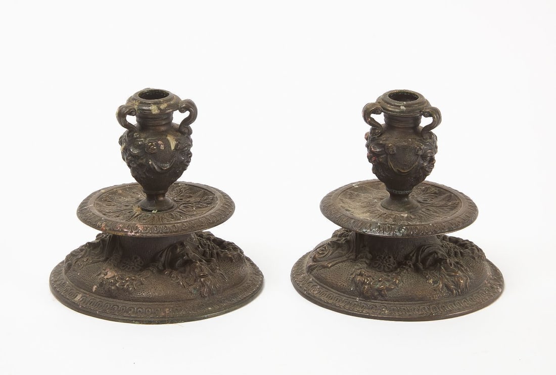 Pair of Gothic Bronze Candlesticks (1 of 3)