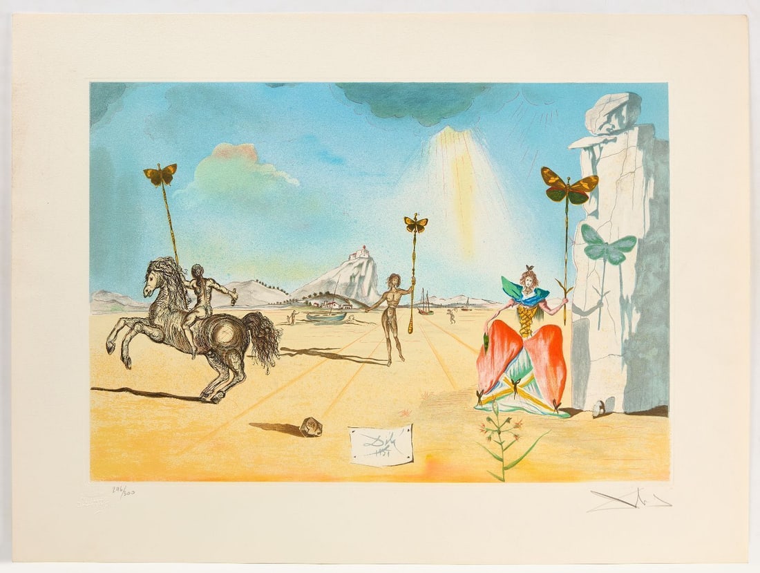Salvador Dali - Homage a Papillons: Salvador Dali (Spain, 1904–1989), 'Homage a Papillons'. Lithograph on paper. Pencil signed LR and numbered 296/300 LL. Unframed. H 21-3/4 in. W 29-1/4 in.