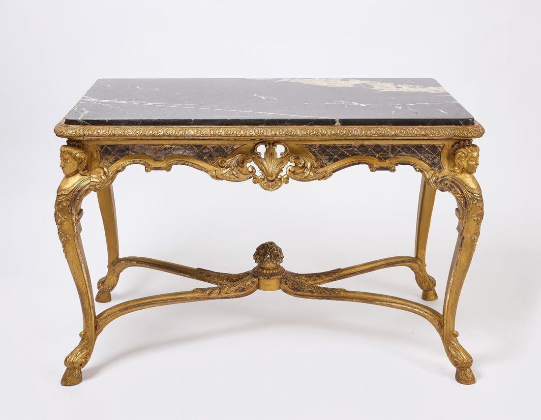 Gilt Table with Marble Top - 2