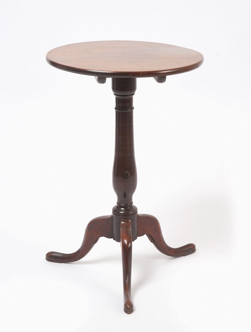 Tilt-Top Candlestand: Tilt-top candlestand. New England, early 19th century. H 27-1/2 in. W 18 in. D 17-3/4 in.