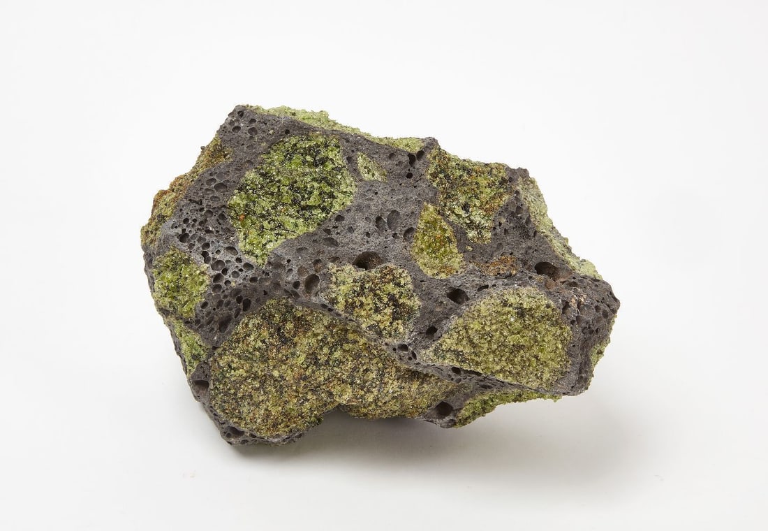 Peridot in Basalt Specimen: Peridot in Basalt Specimen.7 in. x 9 in. x 6-1/2 in.