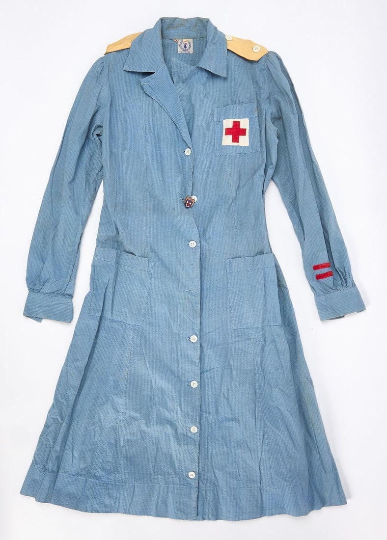 American Red Cross Ladies' Uniform: American Red Cross ladies' uniform. Sleeves with 2 red stripes to indicate rank. Stein Uniform Co. American, circa 1920. (Approx.) H 43 in. W 25 in.