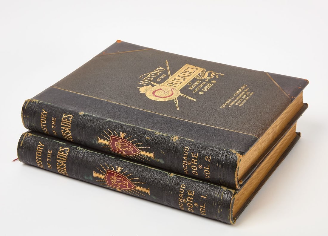 History of the Crusades, Vols. 1 and 2: History of the Crusades by Michaud Illustrated by Dore, Vols 1 and 2. H 14-3/4 in. W 11-1/2 in.