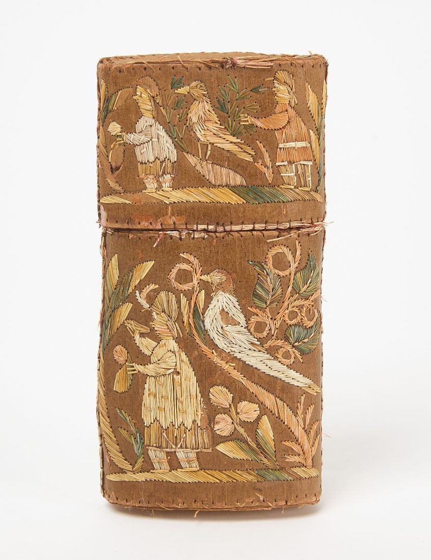 Quillwork Birch Bark Box: Quillwork birch bark box. Late 19th century. L 5-1/2 in. W 2-1/2 in. 