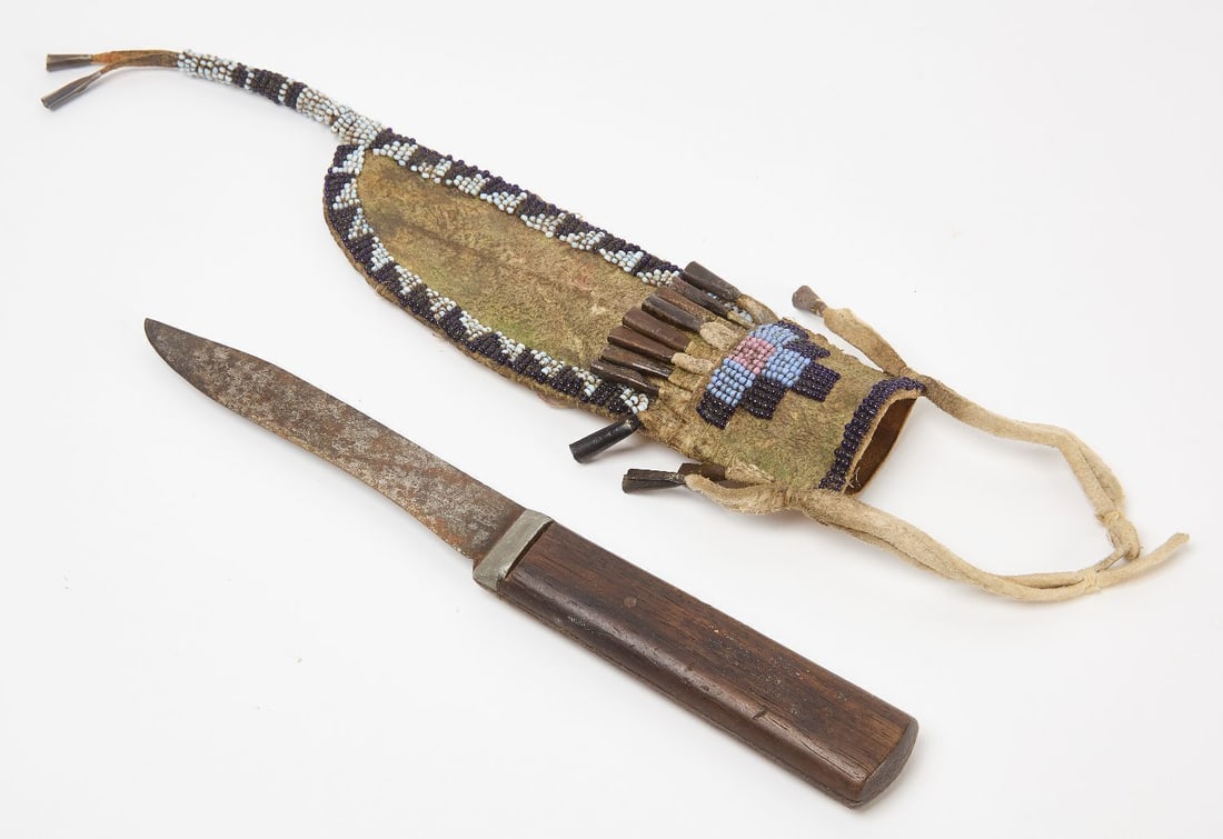 Native Parfleche Beaded Knife Sheath - 3