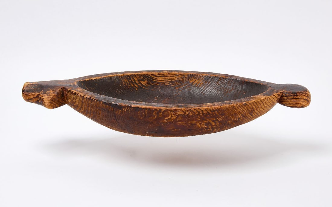 Native American Feast Bowl: Native American feast bowl. Carved cedar. Northwest Coast, circa 1900. H 3 in. L 21-1/4 in. W 9-3/8 in.
