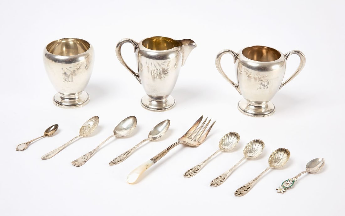 Group of Sterling - Spoons and Tea Set (1 of 2)