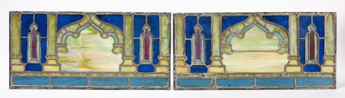 Two Tiffany Studios Leaded Glass Panels (1 of 4)
