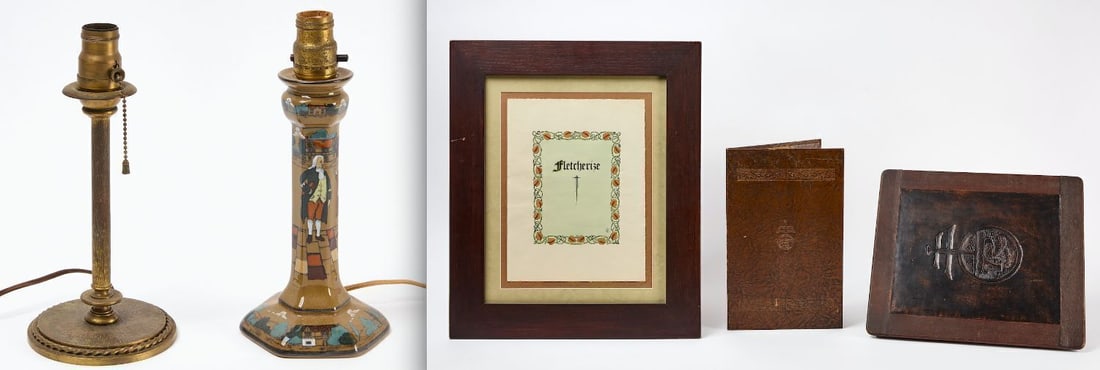 Roycroft 'Fletcherize' Artwork, Desk Items, and Lamp Bases (1 of 6)