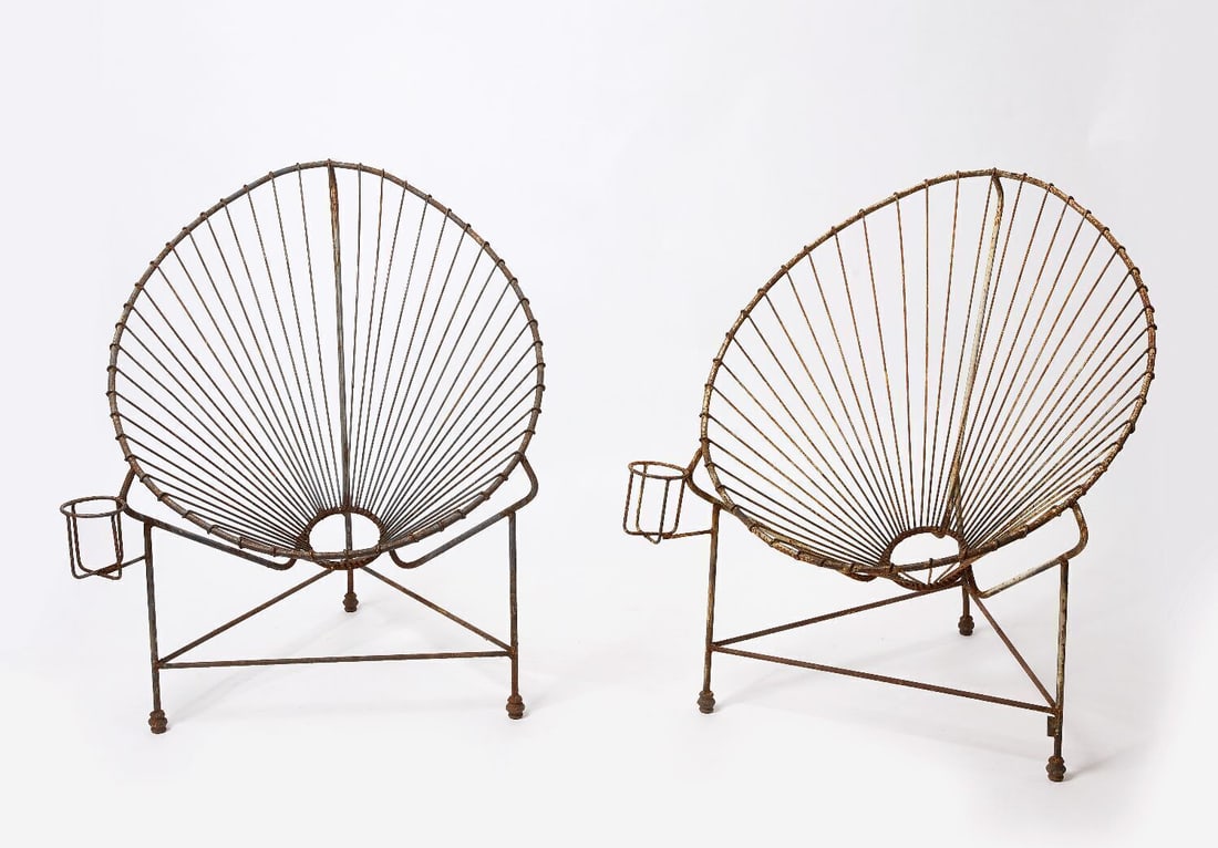 Pair of MCM Acapulco Metal Garden Egg Chairs (1 of 2)