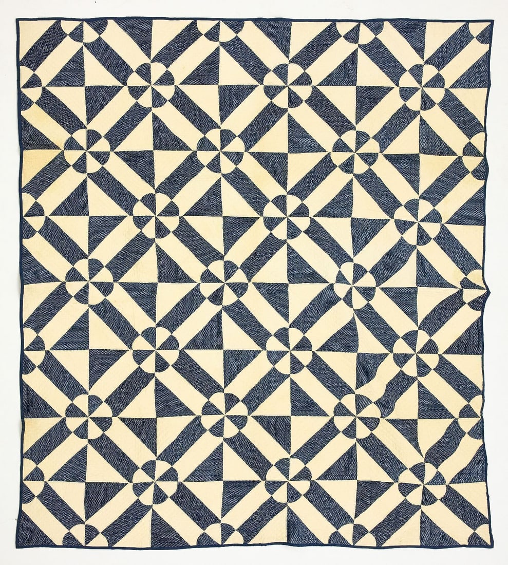 Blue and White Quilt: Blue and White Quilt. American, circa 1930. L 77 in. W 68 in.