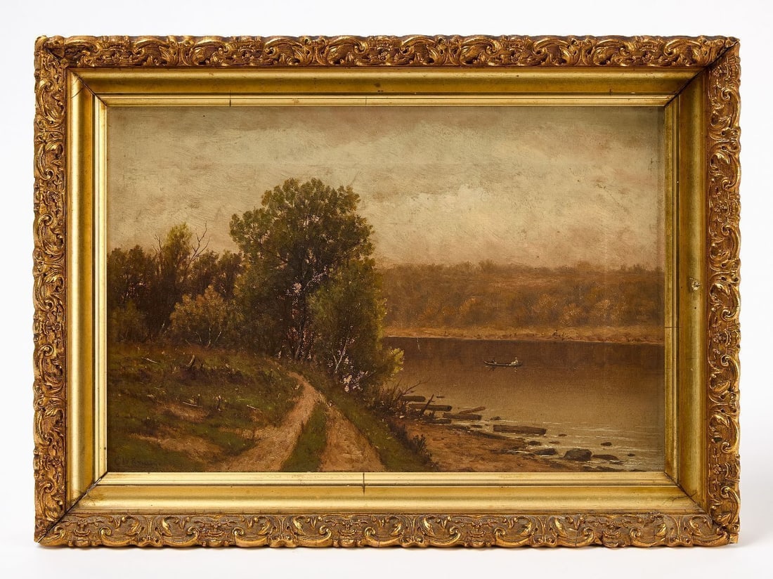 Charles Wilson Knapp - Riverside Landscape with Figures (1 of 2)