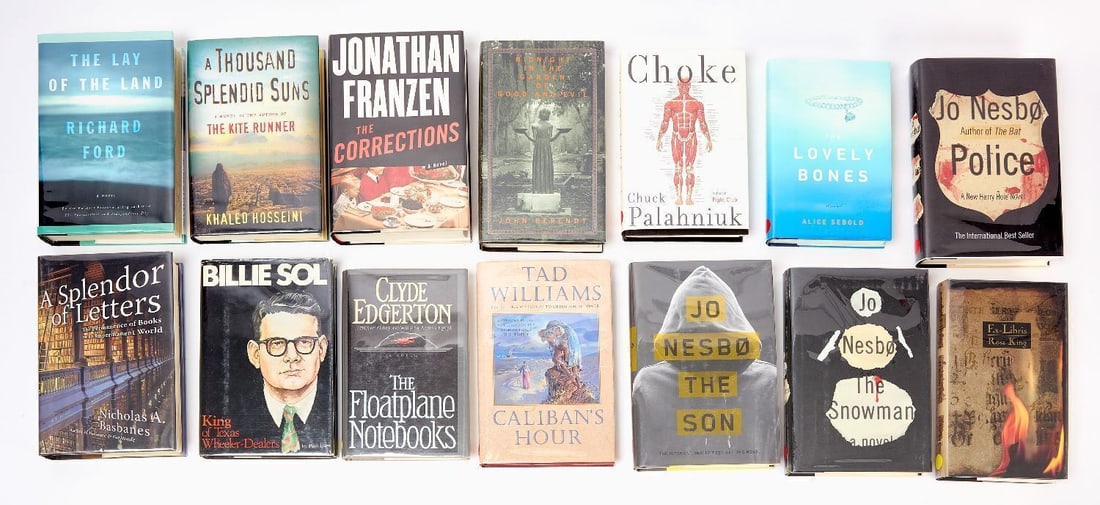 29 Signed Modern First Editions As New Condition: Twenty-nine signed moderrn first editions (includes first American editions) of authors including John Berendt, Kathy Reichs, Jo Nesbø, Jonathan Franzen (with the errata slip), Alice Sebold,