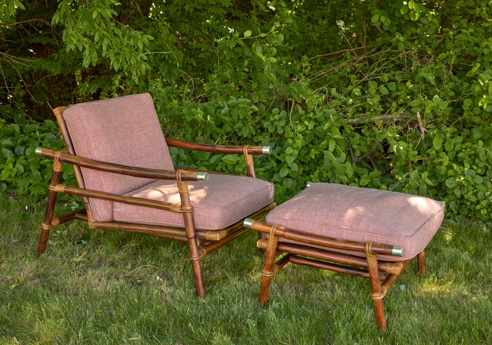 Ficks Reed Mid-Century Bamboo Armchair and Ottoman (1 of 4)