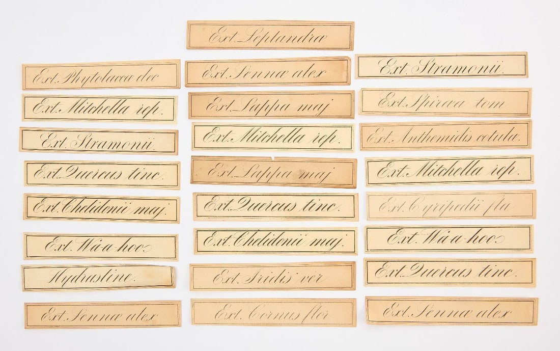 Group K of Shaker Medicinal Labels: Group K of Shaker Labels related to the Shaker medicinal herb trade. Includes approx. 24 labels on 24 sheets of paper. Letterpress, black ink on white paper. New York, 19th century. Estate of Edward D