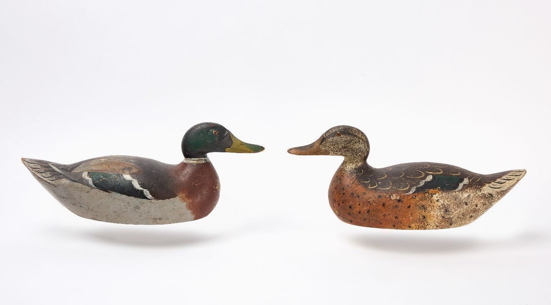Mason Premier Mallard Pair: Mason Premier Mallard pair. Unrigged with original paint. American, Circa 1915. Collection of Russ and Karen Goldberger.