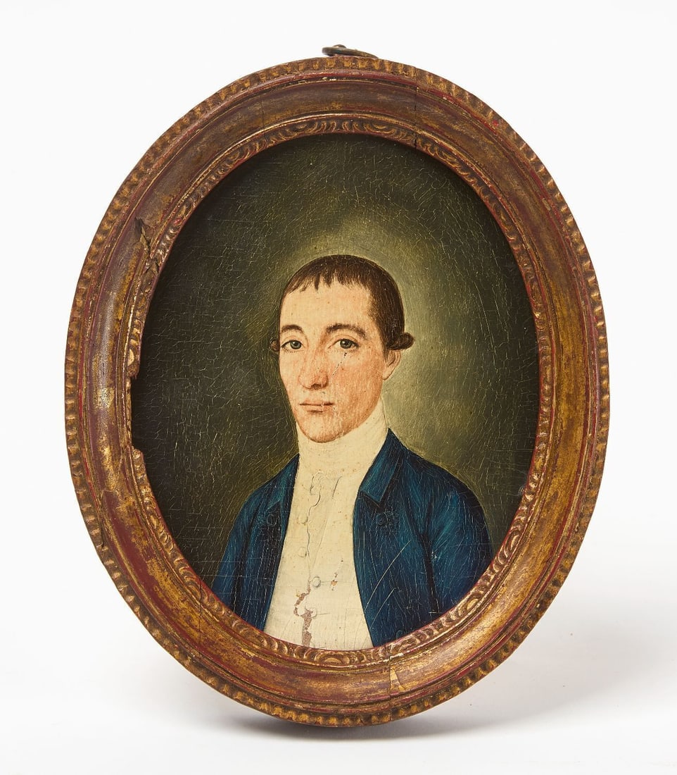 Spoilum, attr. - Portrait of a Man in a Blue Coat: Spoilum (Guan Zuolin) (Chinese/Canton, act. 1770-1805), attributed, Portrait of a Man in a Blue Coat (sitter unidentified). Spoilum, who is considered the most significant Chinese portrait artist of t