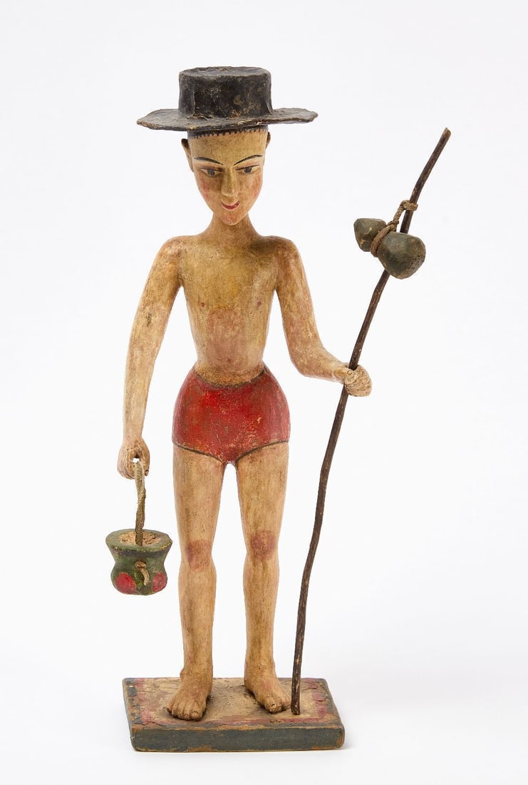 Rafael Aragon - Bulto Figure: Jose Rafael Aragon (Active 1826–1855), Bulto figure. Carved and painted wood. New Mexico, mid 19th century. H 14-1/4 in. W 5 in. D 3-1/4 in. Exhibited: "El Corazon de Nuevo Mexico" The