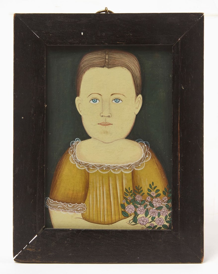 Miniature Portrait of a Child Holding Flowers (1 of 3)