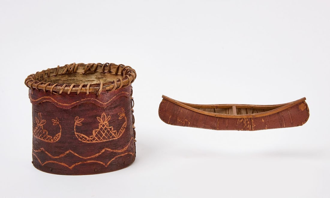 Native American Birch Bark Basket and Canoe (1 of 4)