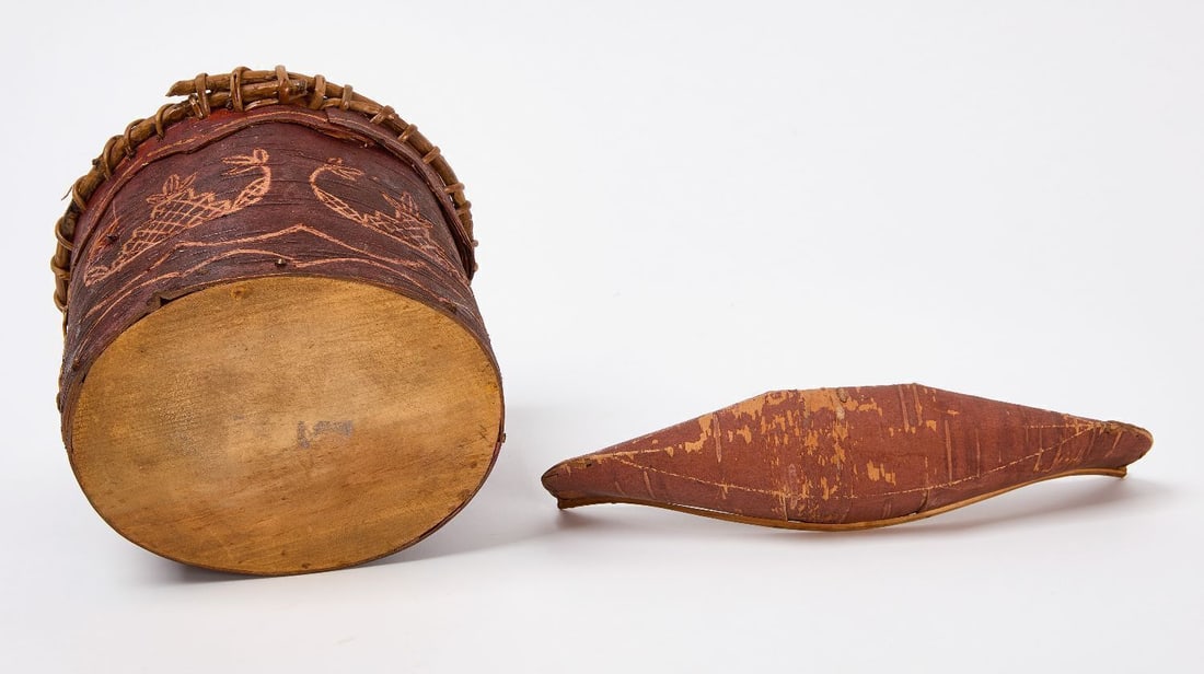 Native American Birch Bark Basket and Canoe - 3